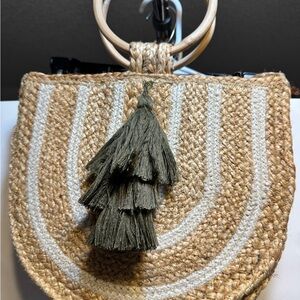 Handcrafted Tan and Green Satchel